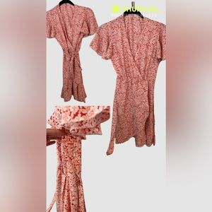 Floral Flutter Sleeve Belted Wrap Dress